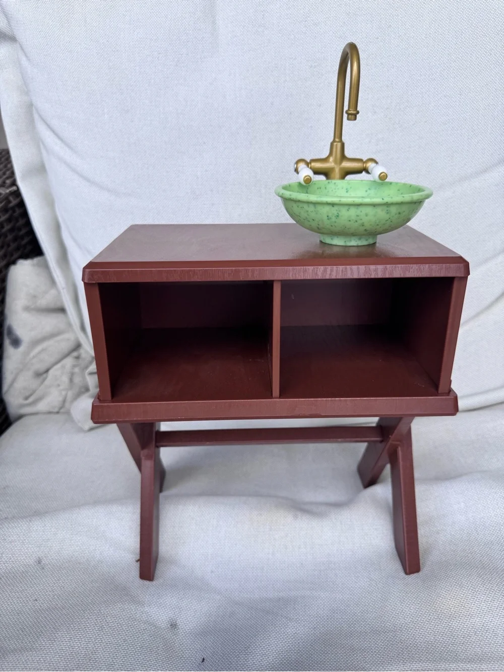 American Girl Kira Vanity Table with a plastic sink. American girl furniture